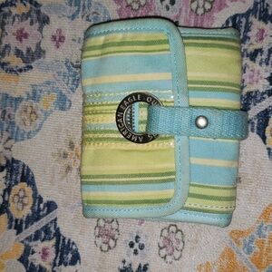 AMERICAN EAGLE BLUE GREEN AND YELLOW  WALLET WITH CLEAR GLITTER
